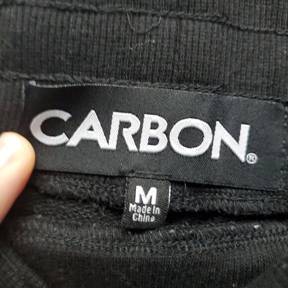 Carbon Pants Mens Medium Black Flame Graphic Drawstring Casual Joggers - Picture 2 of 10